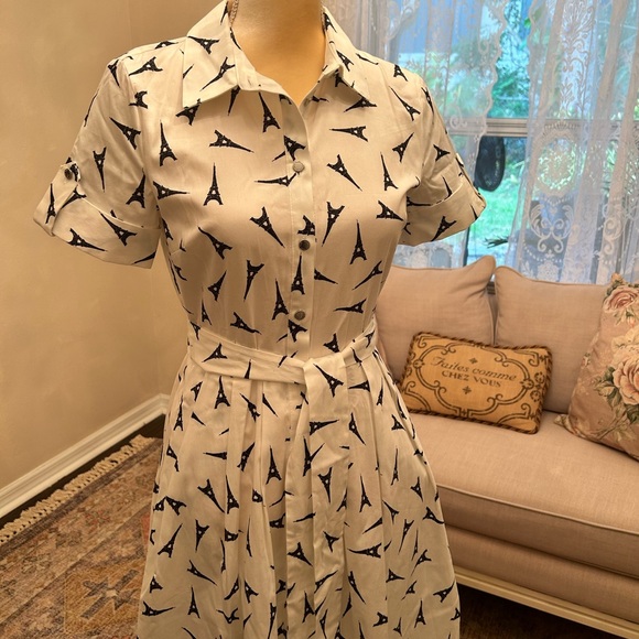 Karl Lagerfeld Paris Eiffel Tower Print Retro Dress NWT 4 - Picture 6 of 8